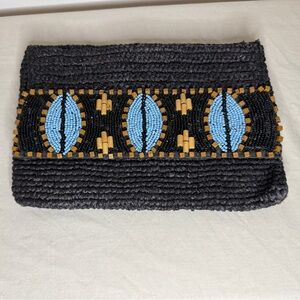 Black and Blue Beaded Women's Bag